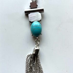 Silver and Blue Pendant Necklace